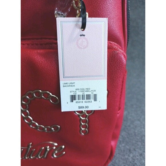 NWT Juicy Couture Lime Light Backpack CHILI RED 12Hx10Wx5D GOLD DETAILS - Picture 10 of 15